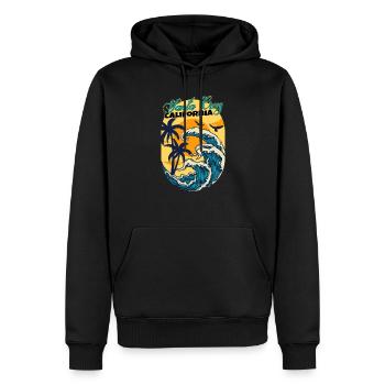 Années 70 80 Dans la ville californienne de Santa Cruz - Sweat à capuche Premium bio Homme - noir - Devant - Nico (187cm)