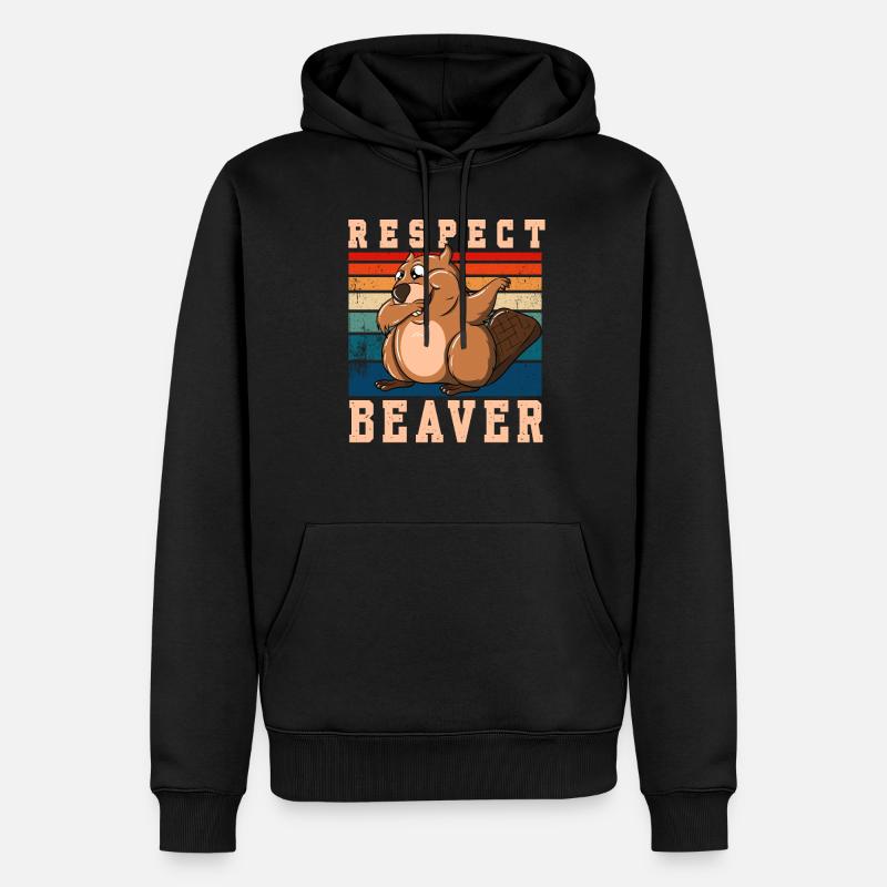 Respect Beaver - Männer Premium Bio Hoodie - Schwarz