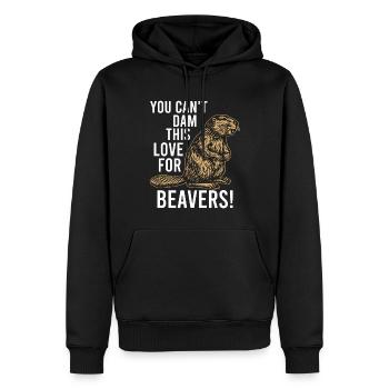 You Can't Dam This Lover For Beavers - Männer Premium Bio Hoodie - Schwarz - Vorne - Nico (187cm)