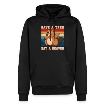 Save A Tree Eat A Beaver - Männer Premium Bio Hoodie - Schwarz - Vorne - Nico (187cm)