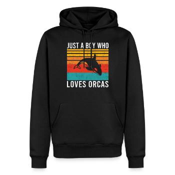 Cadeaux de baleines orques - Sweat à capuche Premium bio Homme - noir - Devant - Nico (187cm)