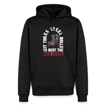 Spiel-flipping-machine-design Für - Sweat à capuche Premium bio Homme - noir - Devant - Nico (187cm)