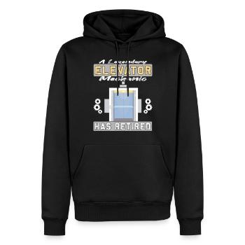 Legendary Elevator Mechanic has Retired - Men’s Premium Organic Hoodie - black - Front - Nico (187cm)