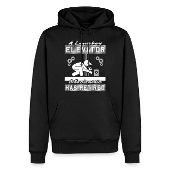 Legendary Elevator Mechanic has Retired - Men’s Premium Organic Hoodie - black - Front - Nico (187cm)