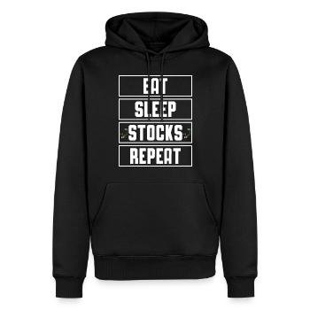 Eat Sleep Stocks repeat Trader Trading - Männer Premium Bio Hoodie - Schwarz - Vorne - Nico (187cm)