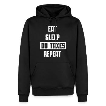 Eat Sleep do Taxes Repeat Tax Steuer Sprüche - Männer Premium Bio Hoodie - Schwarz - Vorne - Nico (187cm)