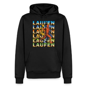 JOGGEN, Laufen - Männer Premium Bio Hoodie - Schwarz - Vorne - Nico (187cm)