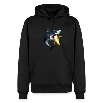 Le requin mange de la banane - Sweat à capuche Premium bio Homme - noir - Devant - Nico (187cm)