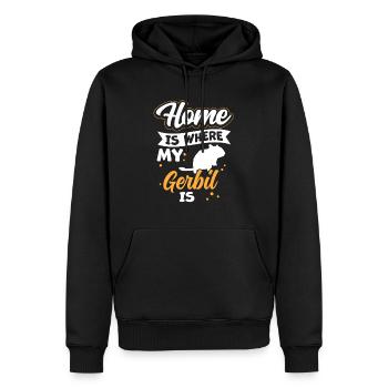 Gerbille est ma maison Rat de course Gerbille - Sweat à capuche Premium bio Homme - noir - Devant - Nico (187cm)