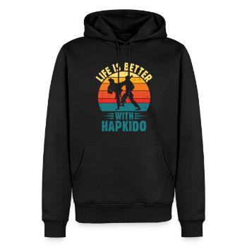 Hapkido Arts Martiaux Mixtes Coréen - Sweat à capuche Premium bio Homme - noir - Devant - Nico (187cm)