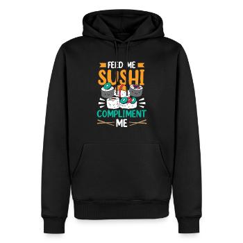 Nourrissez-moi des sushis et complimentez-moi - Sweat à capuche Premium bio Homme - noir - Devant - Nico (187cm)