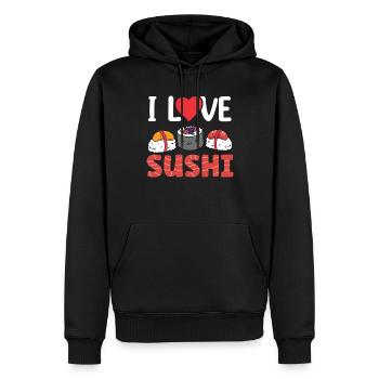 Ich Liebe Sushi Fan Essen Liebhaber Sprüche - Männer Premium Bio Hoodie - Schwarz - Vorne - Nico (187cm)