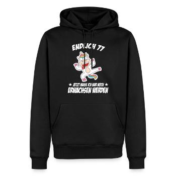 77 Geburtstag Positive Sprüche Zum 77 geburtstag - Männer Premium Bio Hoodie - Schwarz - Vorne - Nico (187cm)
