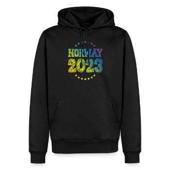Norway 2023 - Männer Premium Bio Hoodie - Schwarz - Vorne - Nico (187cm)