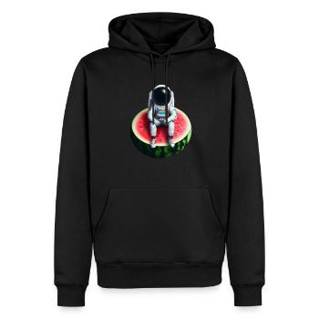 Astronaute sur pastèque - Sweat à capuche Premium bio Homme - noir - Devant - Nico (187cm)
