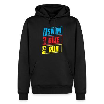 Swim Bike Run Triathlon Triathlet Triathletin - Männer Premium Bio Hoodie - Schwarz - Vorne - Nico (187cm)