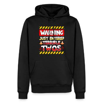 Avertissement de l’apparition des terribles jumeaux - Sweat à capuche Premium bio Homme - noir - Devant - Nico (187cm)