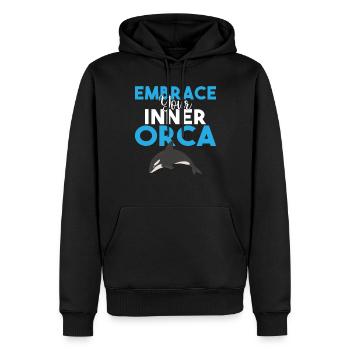 Cadeaux de baleines orques - Sweat à capuche Premium bio Homme - noir - Devant - Nico (187cm)