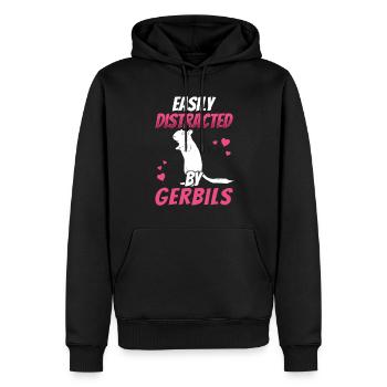 Distrait par la gerbille Gerbille - Sweat à capuche Premium bio Homme - noir - Devant - Nico (187cm)