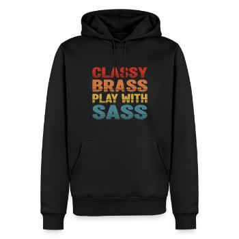 Classy Brass Play With Sass Euphoniumist Retro - Men’s Premium Organic Hoodie - black - Front - Nico (187cm)