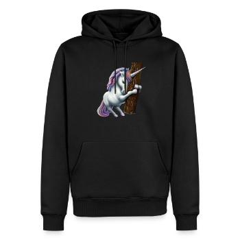 Einhorn umarmt Baum - Männer Premium Bio Hoodie - Schwarz - Vorne - Nico (187cm)