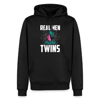 De vrais hommes font de l’humour des Gémeaux un jumeau - Sweat à capuche Premium bio Homme - noir - Devant - Nico (187cm)