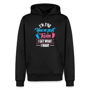 Bin Der Jüngste Zwilling Ich Bekomme Was Ich Will - Männer Premium Bio Hoodie - Schwarz - Vorne - Nico (187cm)