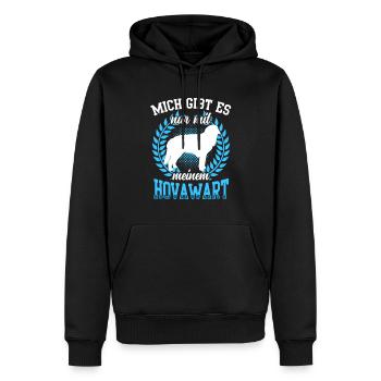 Nur mit meinem Hovawart derber Bauernhund - Männer Premium Bio Hoodie - Schwarz - Vorne - Nico (187cm)
