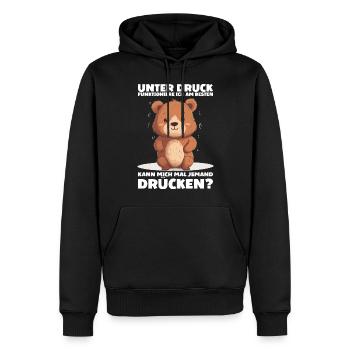 Unter Druck Funktioniere ich am Besten Teddybär - Männer Premium Bio Hoodie - Schwarz - Vorne - Nico (187cm)