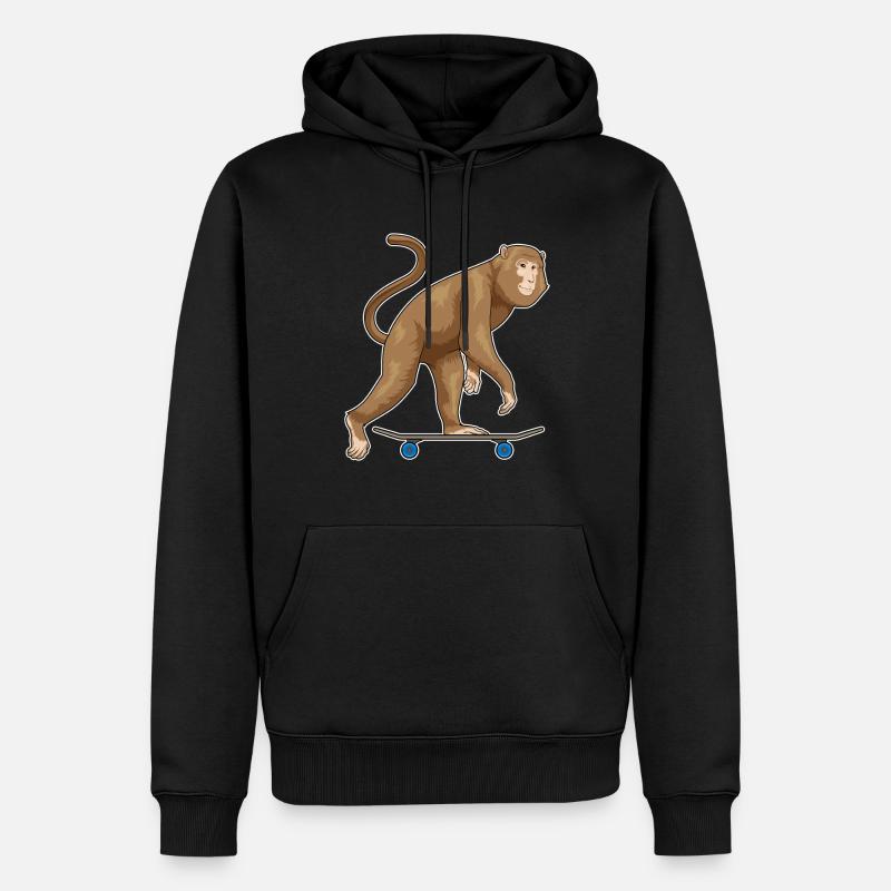 Monkey Skater Skateboard - Sweat à capuche Premium bio Homme - noir