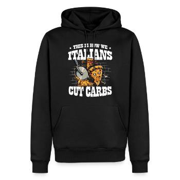 Pizza-mangeur-italien - Sweat à capuche Premium bio Homme - noir - Devant - Nico (187cm)