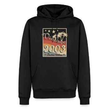 2003 - Baujahr 2003 - Jahrgang 2003 - Männer Premium Bio Hoodie - Schwarz - Vorne - Nico (187cm)