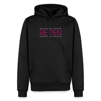 Reiten Schriftzug - Männer Premium Bio Hoodie - Schwarz - Vorne - Nico (187cm)