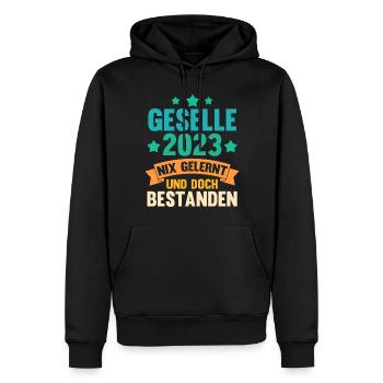 Handwerker Gesellenprüfung 2023 Gesellenbrief Ges - Männer Premium Bio Hoodie - Schwarz - Vorne - Nico (187cm)
