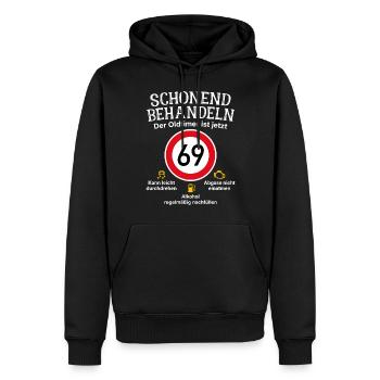 69. Geburtstag Schonend Behandeln Oldtimer Ist 69 - Männer Premium Bio Hoodie - Schwarz - Vorne - Nico (187cm)