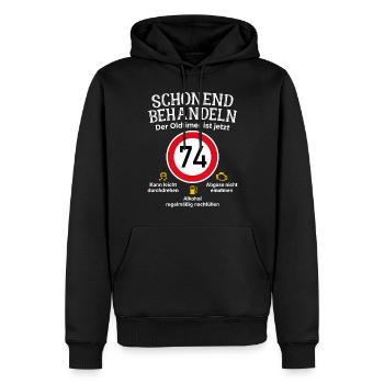 74. Geburtstag Schonend Behandeln Oldtimer Ist 74 - Männer Premium Bio Hoodie - Schwarz - Vorne - Nico (187cm)