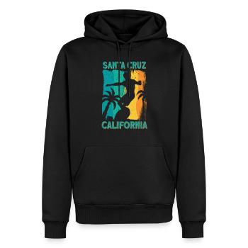 Années 70 80 Dans la ville californienne de Santa Cruz - Sweat à capuche Premium bio Homme - noir - Devant - Nico (187cm)