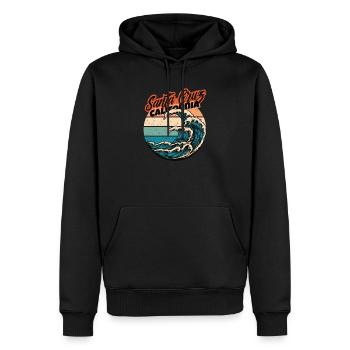 Années 70 80 Dans la ville californienne de Santa Cruz - Sweat à capuche Premium bio Homme - noir - Devant - Nico (187cm)