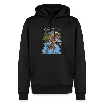 Graphique de pêche au saumon Bigfoot - Sweat à capuche Premium bio Homme - noir - Devant - Nico (187cm)