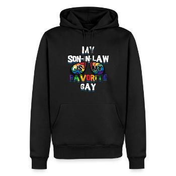 Mon gendre est mon gay préféré - Sweat à capuche Premium bio Homme - noir - Devant - Nico (187cm)