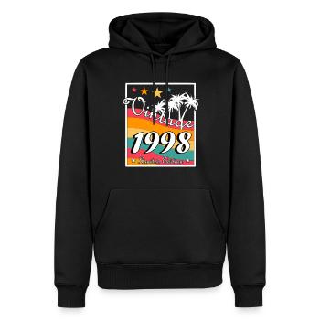 Anniversaire Année de naissance 1998 Millésime Année de naissance 1998 - Sweat à capuche Premium bio Homme - noir - Devant - Nico (187cm)
