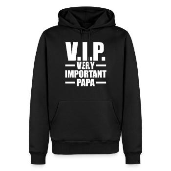 Père Fête des pères Papa - Sweat à capuche Premium bio Homme - noir - Devant - Nico (187cm)