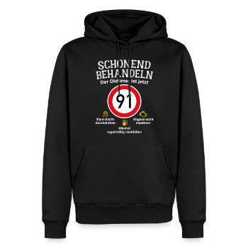 91. Geburtstag Schonend Behandeln Oldtimer Ist 91 - Männer Premium Bio Hoodie - Schwarz - Vorne - Nico (187cm)