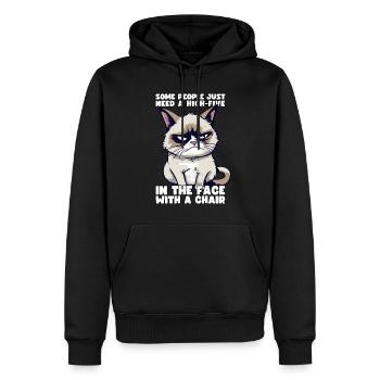 Chat Certaines personnes ont juste besoin d’un high five dans le visage - Sweat à capuche Premium bio Homme - noir - Devant - Nico (187cm)