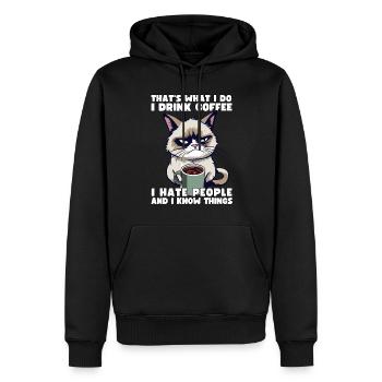 Grump Cat - I drink Coffee and I hate people - Men’s Premium Organic Hoodie - black - Front - Nico (187cm)