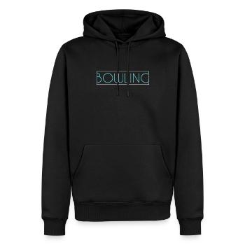 Bowling Schriftzug - Männer Premium Bio Hoodie - Schwarz - Vorne - Nico (187cm)