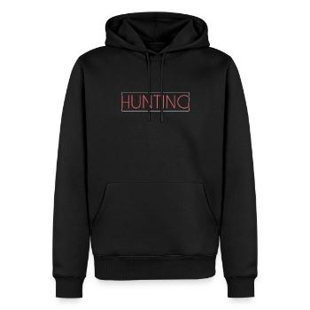 Lettrage Hunt - Sweat à capuche Premium bio Homme - noir - Devant - Nico (187cm)