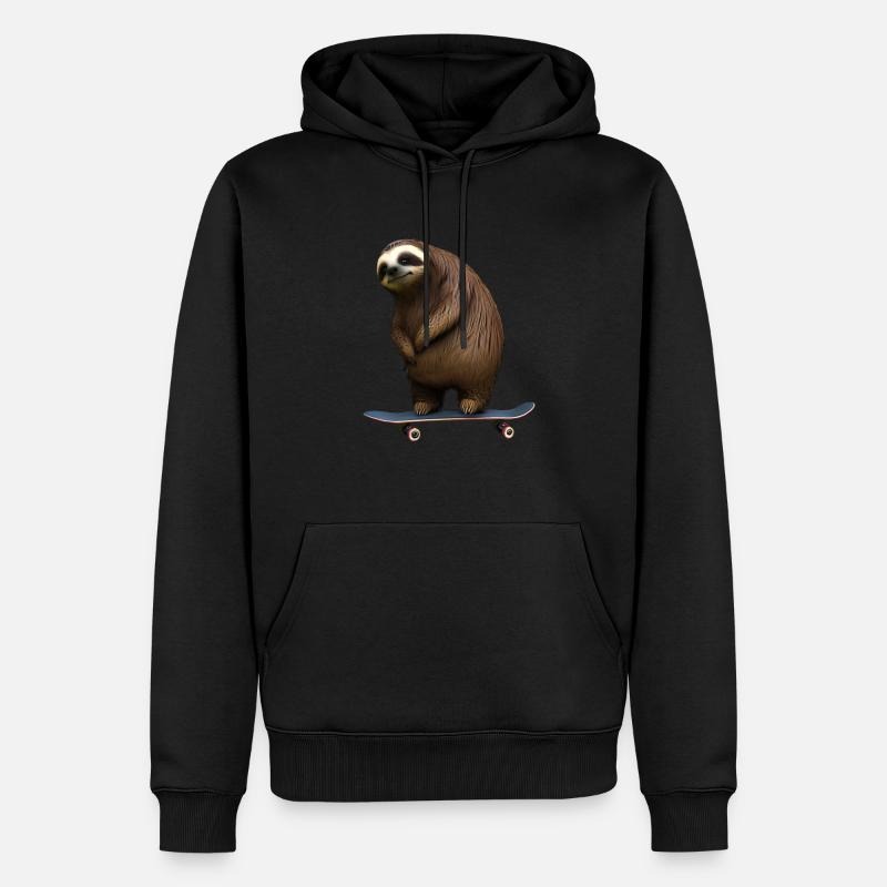 Skateboard Sloth - Sweat à capuche Premium bio Homme - noir