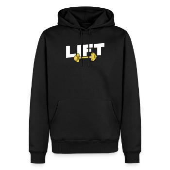 Lift Workout Haltérophilie Gym Haltérophile - Sweat à capuche Premium bio Homme - noir - Devant - Nico (187cm)