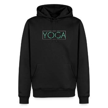 Lettrage yoga - Sweat à capuche Premium bio Homme - noir - Devant - Nico (187cm)